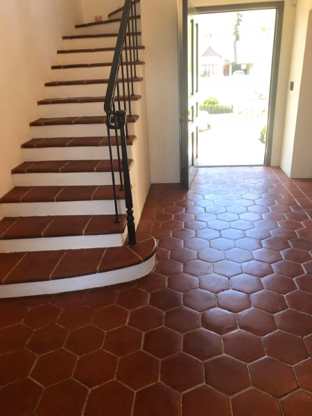 Terra Ctta Entry & Staircase Strip, clean, wax and Buff Pasadena